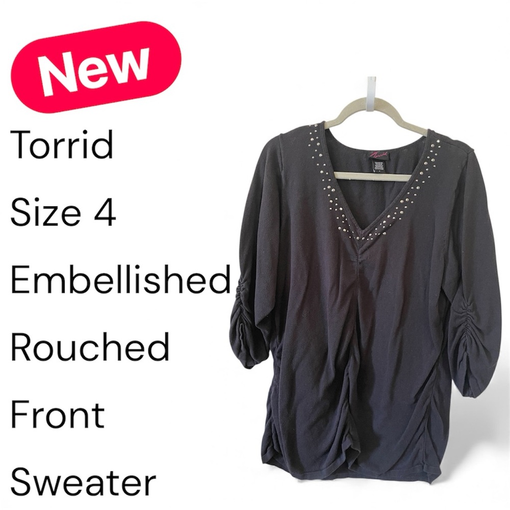 Torrid Black Studded V-Neck Blouse